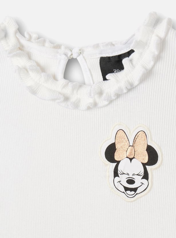 Minnie Mouse Applique A-line Dress with Long Sleeves