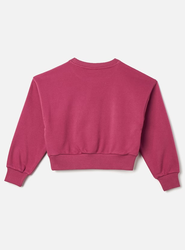 Juniors Typographic Print Pullover with Long Sleeves