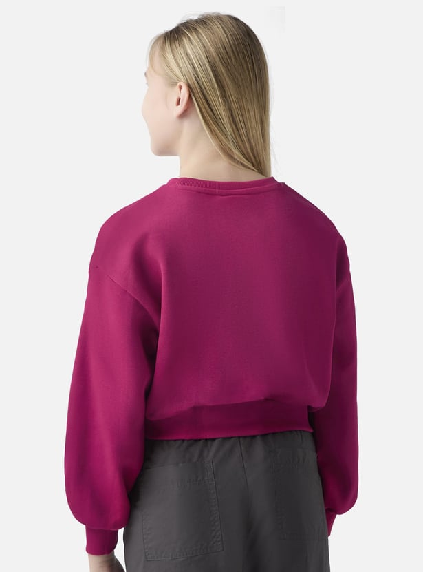 Juniors Lace Applique Sweatshirt with Long Sleeves