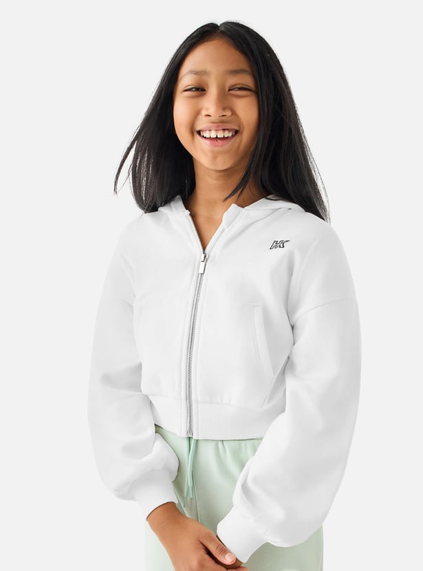 Hello Kitty Print Zip Through Hoodie with Pockets and Long