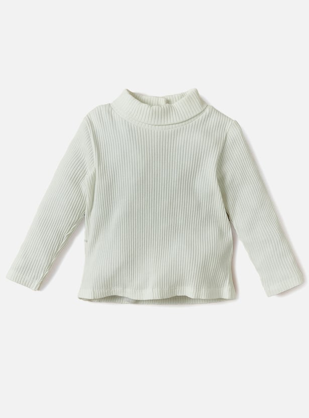 Giggles Ribbed Top and Floral Embroidered Pinafore Set