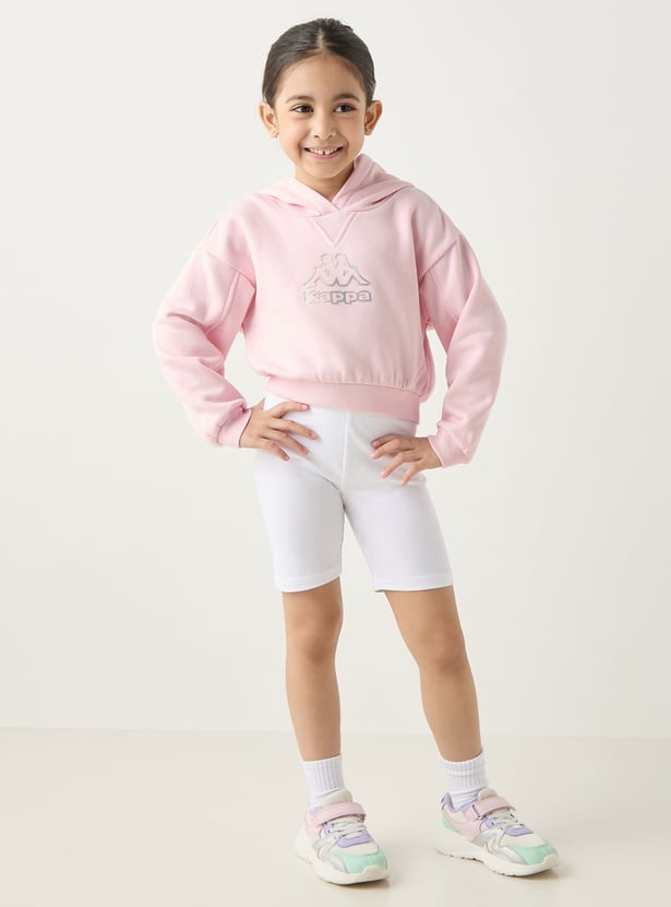 Kappa Logo Print Hooded Sweatshirt with Long Sleeves