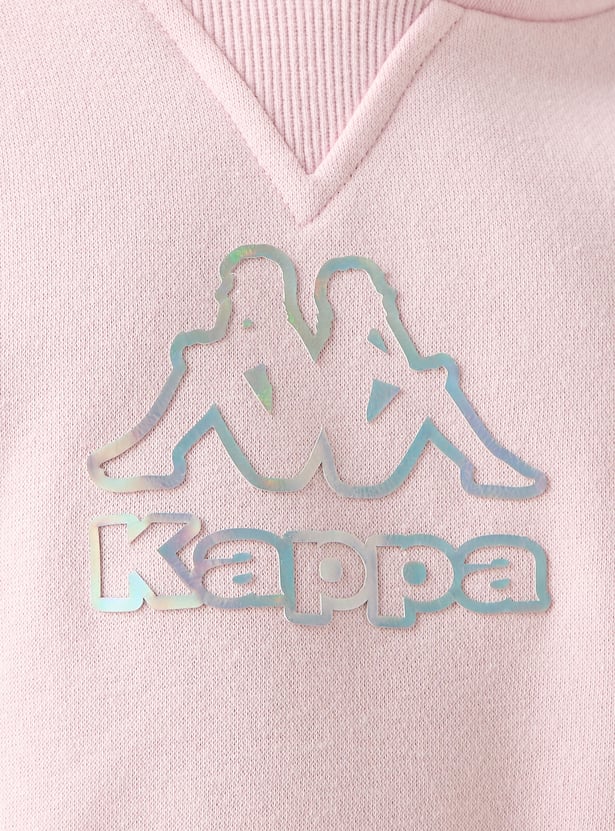 Kappa Logo Print Hooded Sweatshirt with Long Sleeves