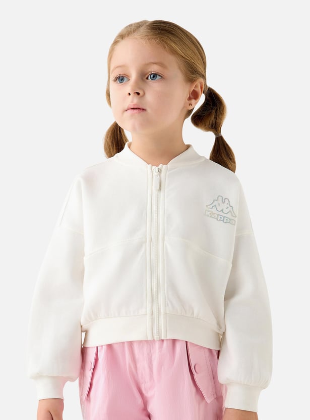 Kappa Logo Detail Sweatshirt with Long Sleeves and Zip Closure