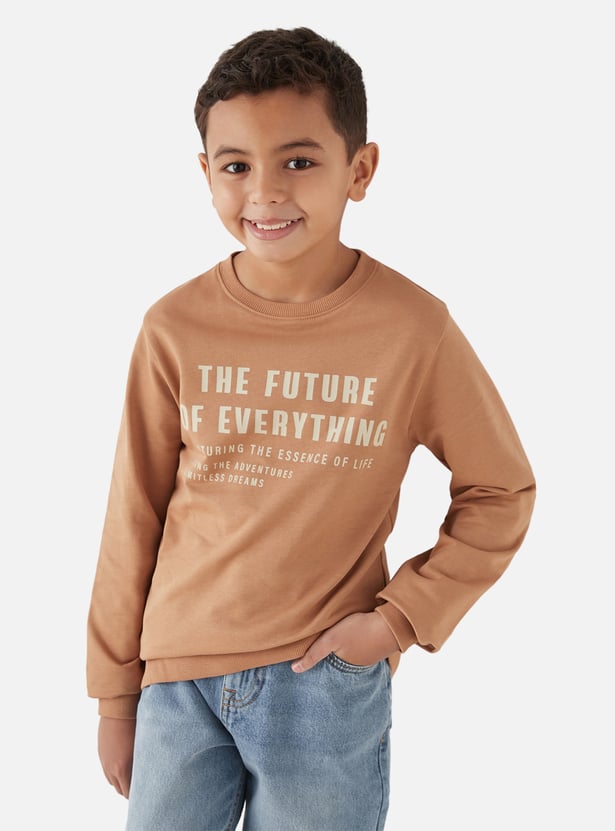 Juniors Typographic Print Pullover with Long Sleeves