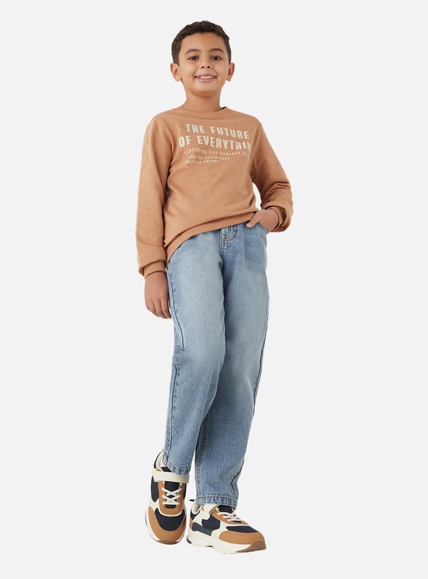 Juniors Typographic Print Pullover with Long Sleeves