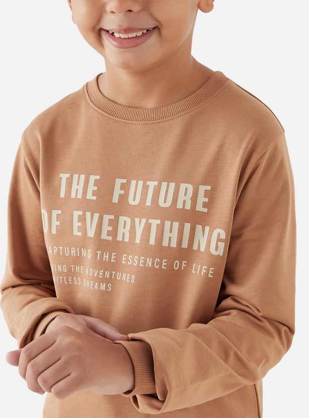 Juniors Typographic Print Pullover with Long Sleeves