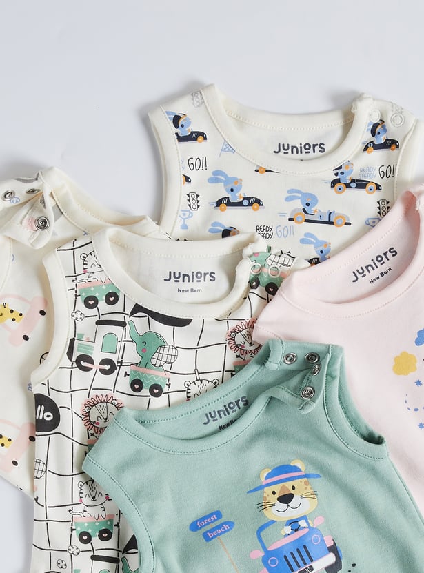 Juniors Printed Sleeveless Bodysuit - Set of 5