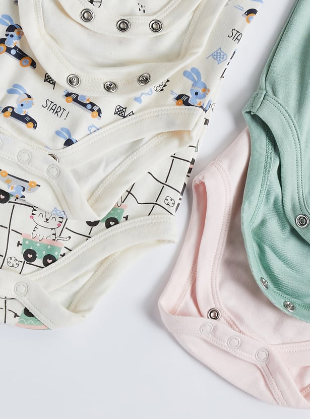 Juniors Printed Sleeveless Bodysuit - Set of 5