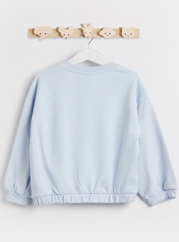 Juniors Cat Print Sweatshirt with Long Sleeves