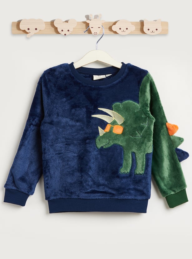 Juniors Dino Applique Sweatshirt and Pyjama Set