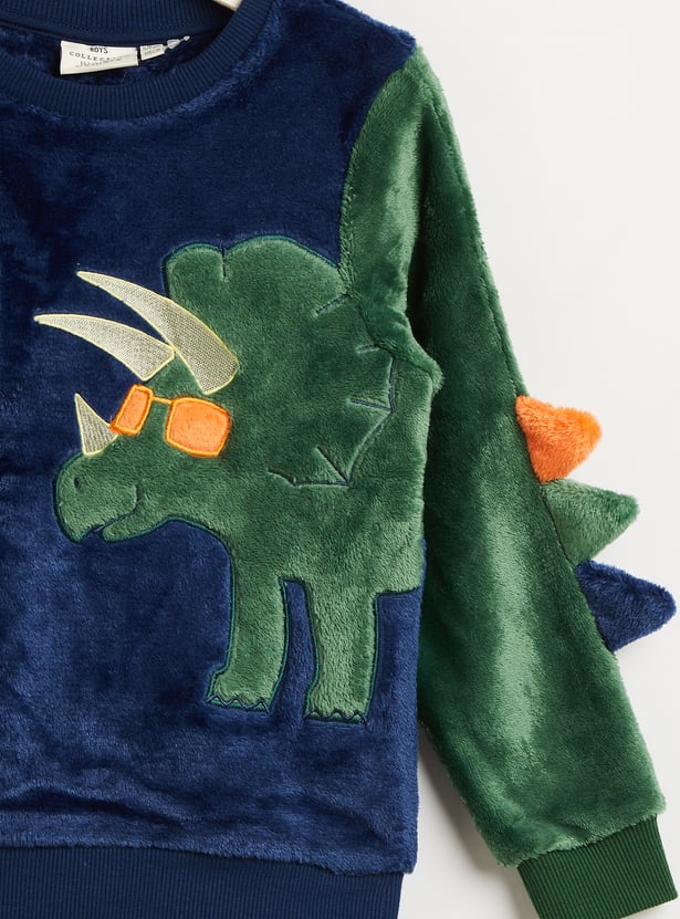 Juniors Dino Applique Sweatshirt and Pyjama Set