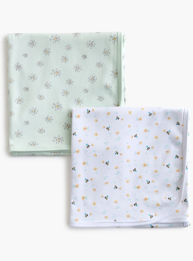 Juniors Printed Receiving Blanket - Set of 2 - 70x70 cm
