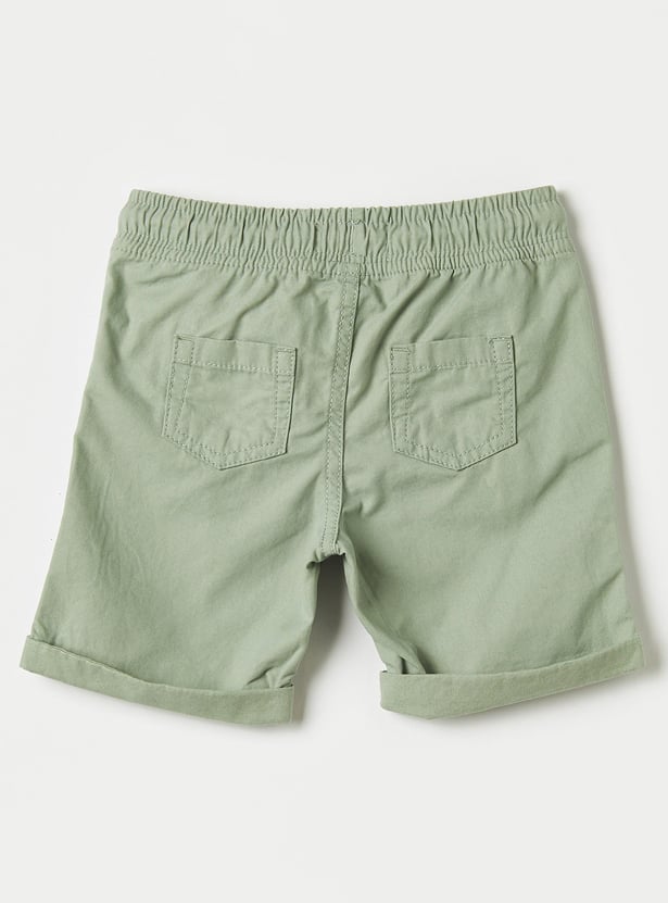 Juniors Solid Shorts with Drawstring Closure and Pockets