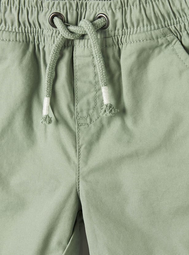 Juniors Solid Shorts with Drawstring Closure and Pockets