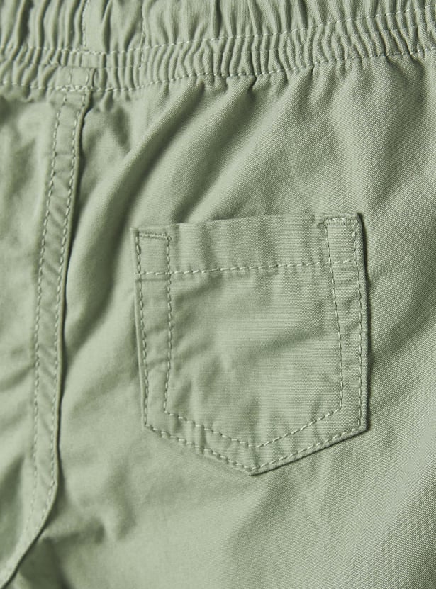 Juniors Solid Shorts with Drawstring Closure and Pockets