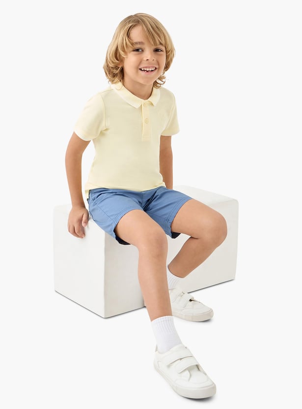 Juniors Solid Polo T-shirt with Short Sleeves