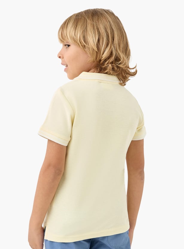 Juniors Solid Polo T-shirt with Short Sleeves