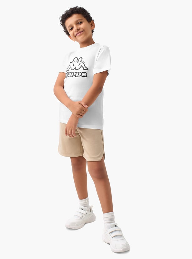 Kappa Solid Shorts with Pockets and Drawstring Closure