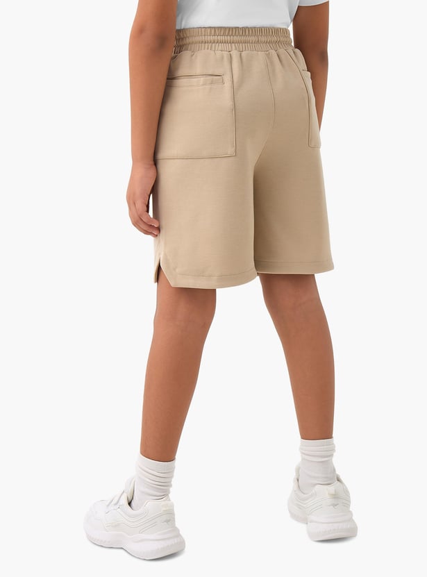 Kappa Solid Shorts with Pockets and Drawstring Closure