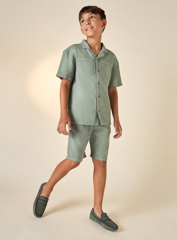 Juniors Solid Resort Shirt and Shorts Set