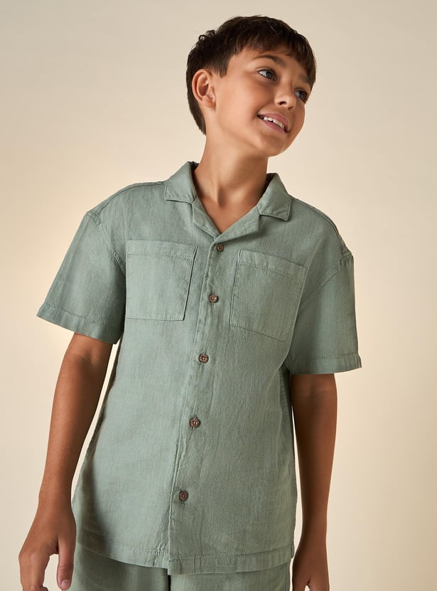 Juniors Solid Resort Shirt and Shorts Set