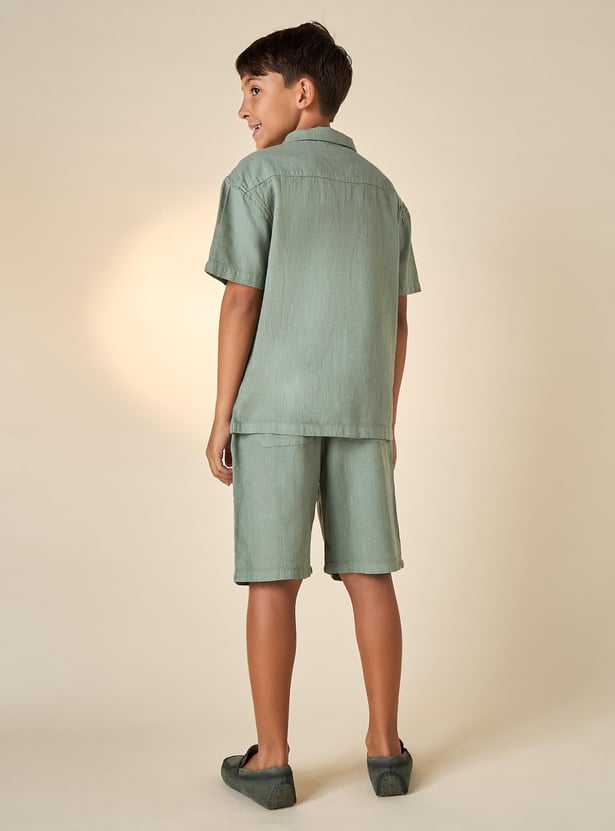 Juniors Solid Resort Shirt and Shorts Set