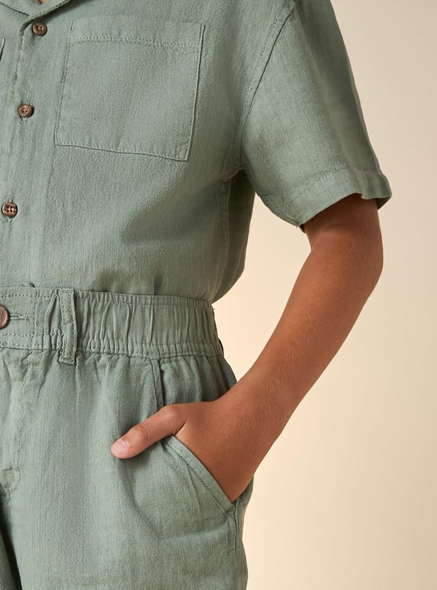 Juniors Solid Resort Shirt and Shorts Set