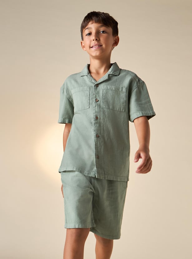 Juniors Solid Resort Shirt and Shorts Set