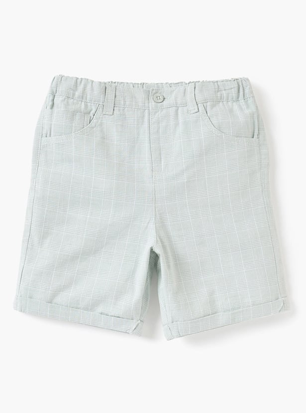 Juniors Solid Shirt with Waistcoat, Bow, and Shorts Set