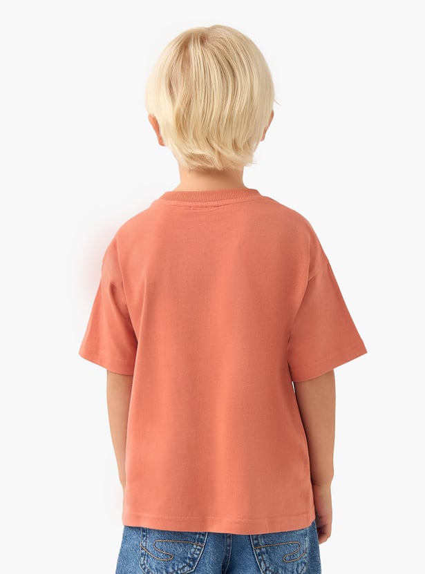 Juniors Embroidered T-shirt with Crew Neck and Short Sleeves