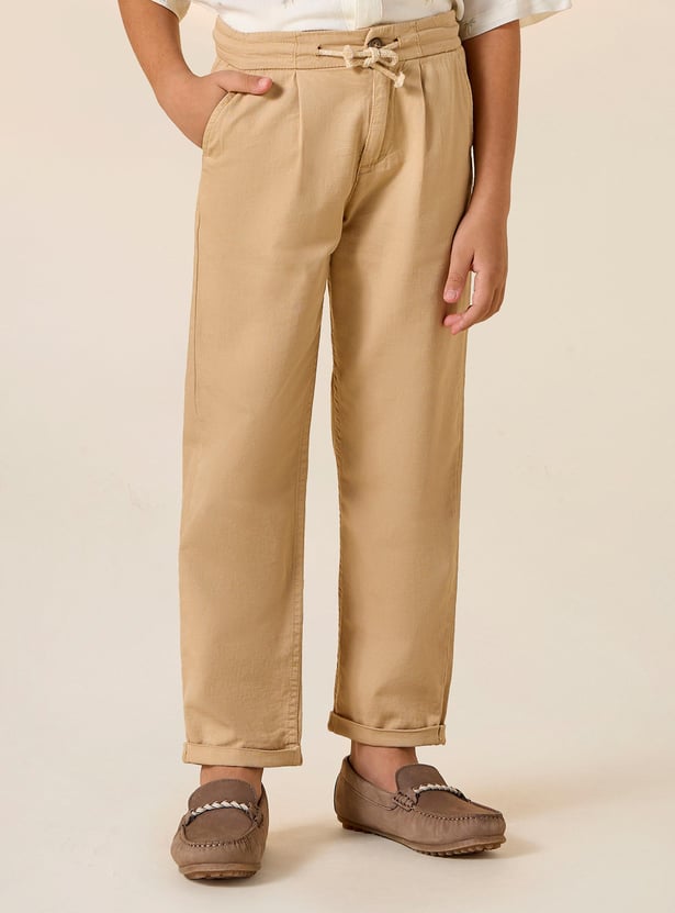Juniors Solid Pants with Pockets and Drawstring Closure