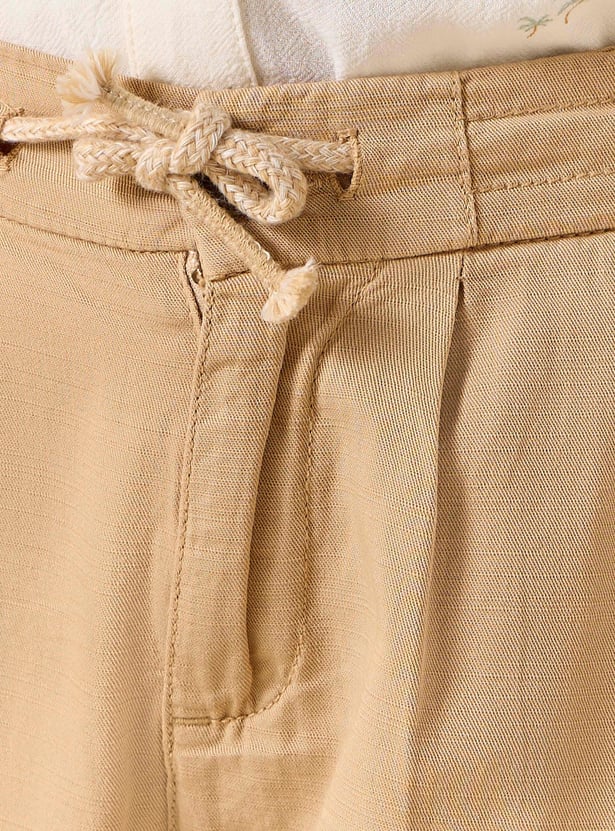Juniors Solid Pants with Pockets and Drawstring Closure