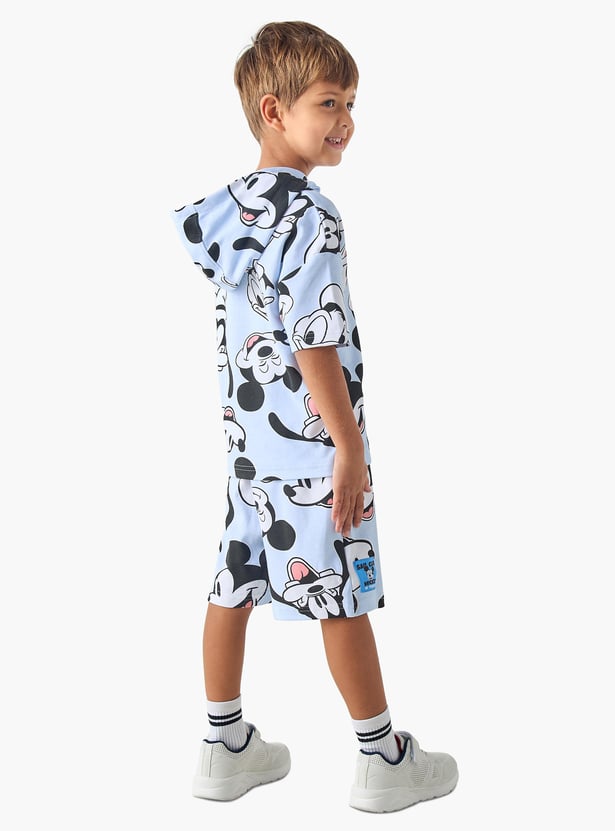 Juniors All-Over Mickey Mouse and Donald Duck Print Hoodie and Shorts Set