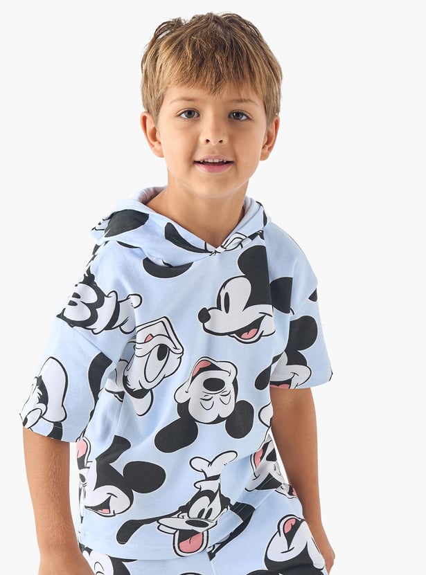 Juniors All-Over Mickey Mouse and Donald Duck Print Hoodie and Shorts Set