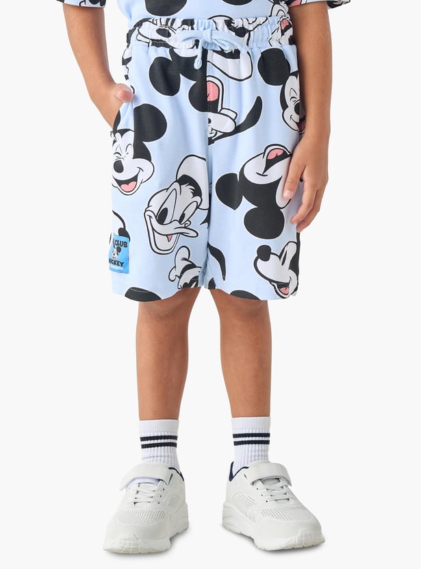 Juniors All-Over Mickey Mouse and Donald Duck Print Hoodie and Shorts Set