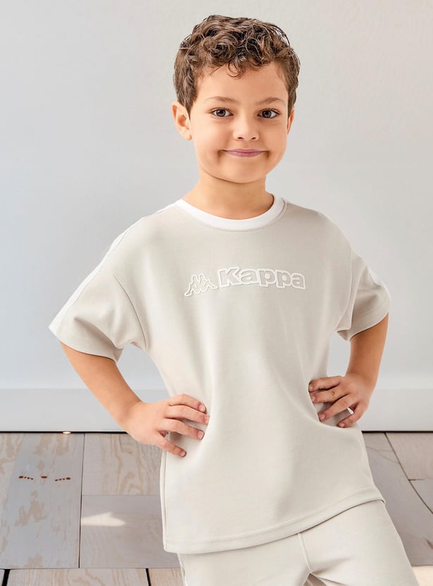 Kappa Logo Print Crew Neck T-shirt and Shorts Set