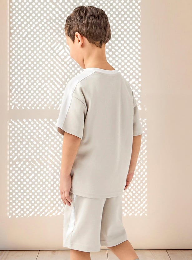 Kappa Logo Print Crew Neck T-shirt and Shorts Set