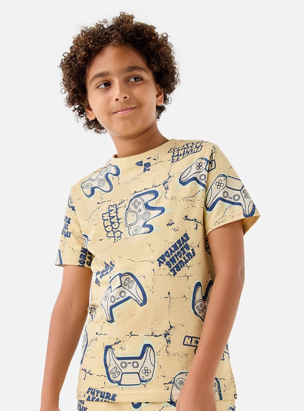 Juniors Gamer Print 3-Piece T-shirts and Shorts Set