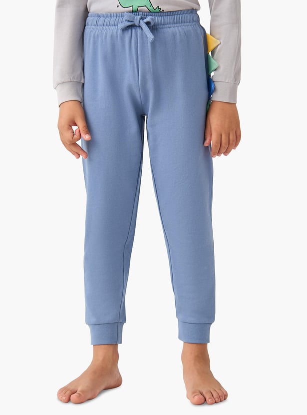 Juniors Dino Print T-shirt and Solid Pyjama Set