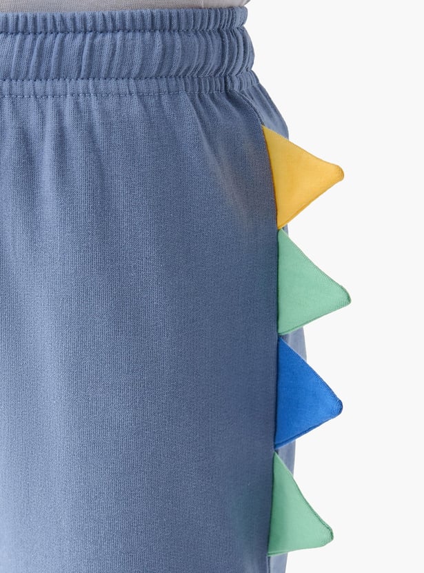 Juniors Dino Print T-shirt and Solid Pyjama Set