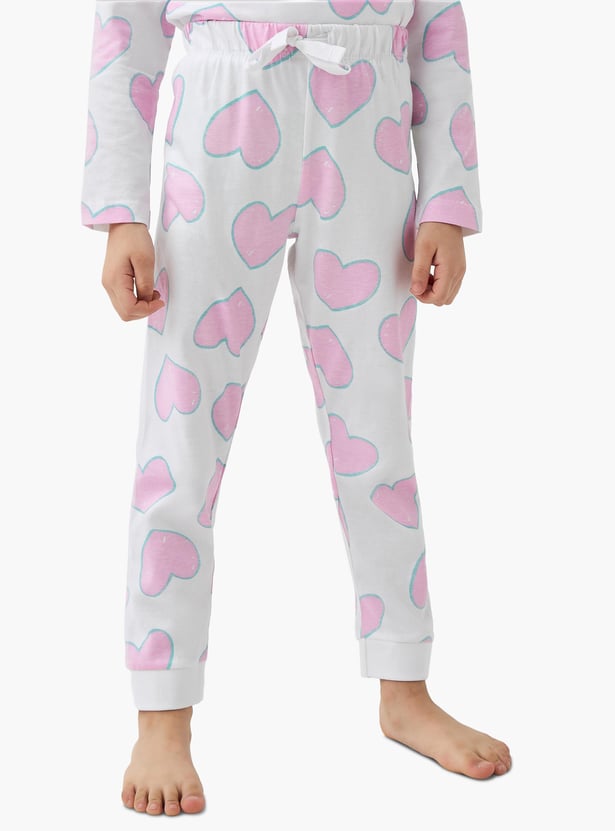 Juniors All-Over Heart Print T-shirt and Pyjama Set