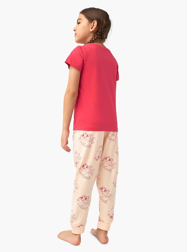 Juniors Printed T-shirt and Pyjama Set