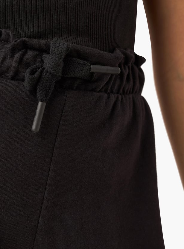 Juniors Solid Shorts with Drawstring Closure