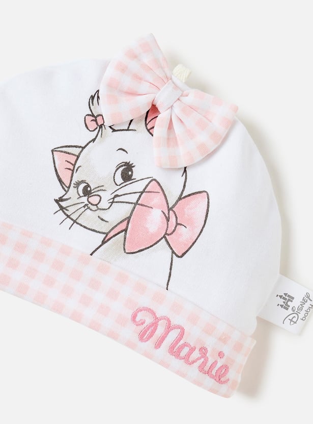 Marie Cat Print Beanie with Bow Detail