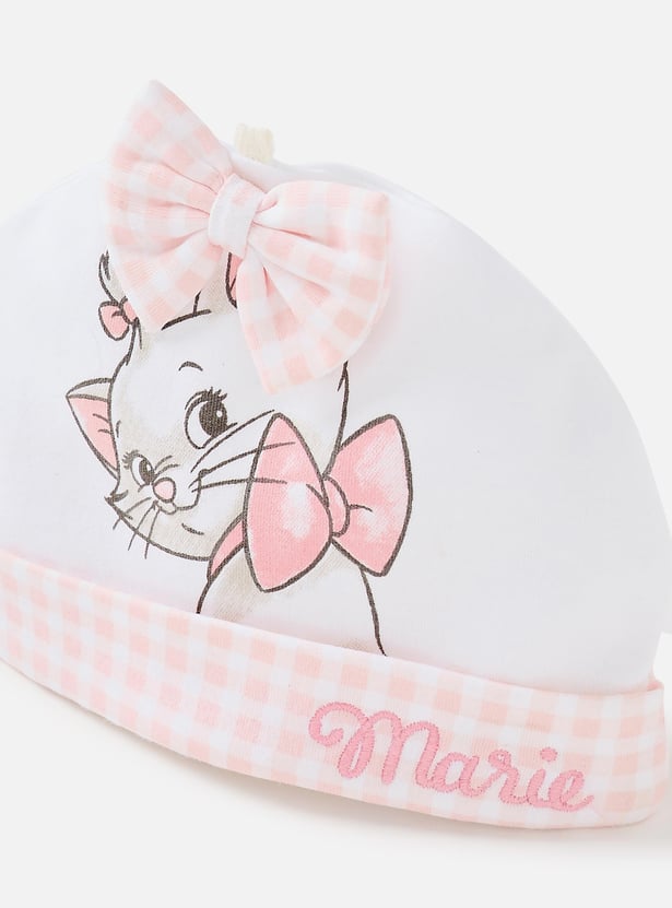 Marie Cat Print Beanie with Bow Detail
