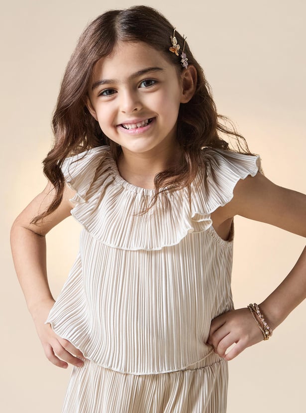 Juniors Pleated Sleeveless Top and Pants Set