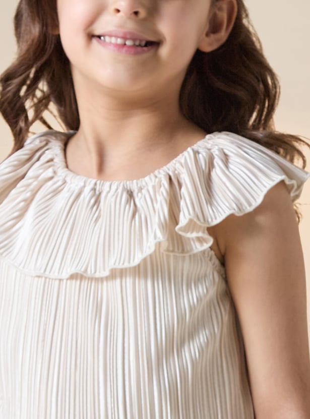 Juniors Pleated Sleeveless Top and Pants Set