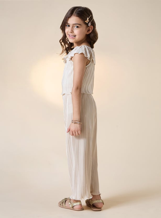 Juniors Pleated Sleeveless Top and Pants Set