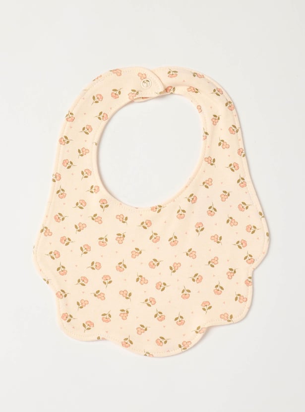 Juniors Floral Print Bib with Button Closure